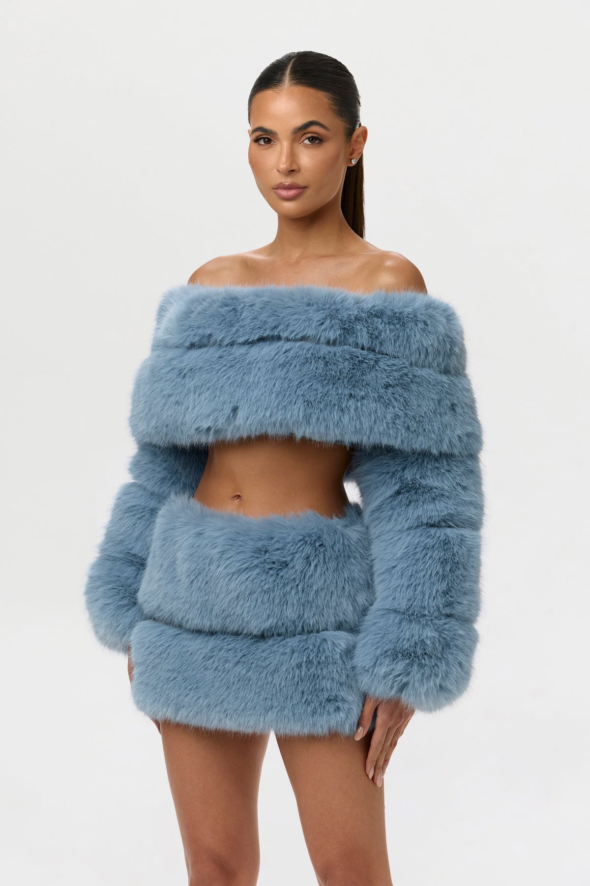 Faux Fur Off-Shoulder Pelted Top