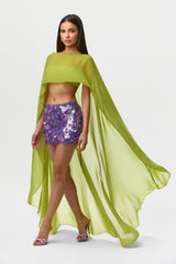 Chiffon Cape Crop Top