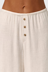 Linen Button Lounge Pants Petite