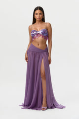Chiffon Asymmetric Maxi Skirt
