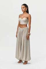 Linen Pinstripe Balloon Pants