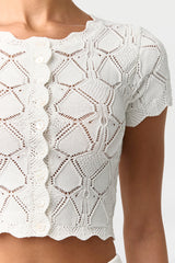 Knit Pointelle Cardigan Top