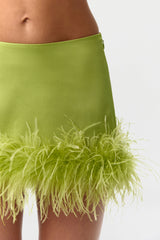 Satin Feather Mini Skirt