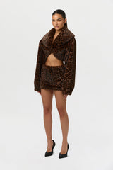 Faux Fur Leopard Shrug