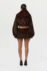 Faux Fur Leopard Shrug