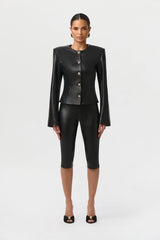 Vegan Leather Button Up Jacket