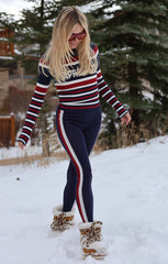 Cozy Leggings ~ Navy Race Stripe Knit