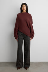 SLOUCHY OFF THE SHOULDER KNIT HOODIE
