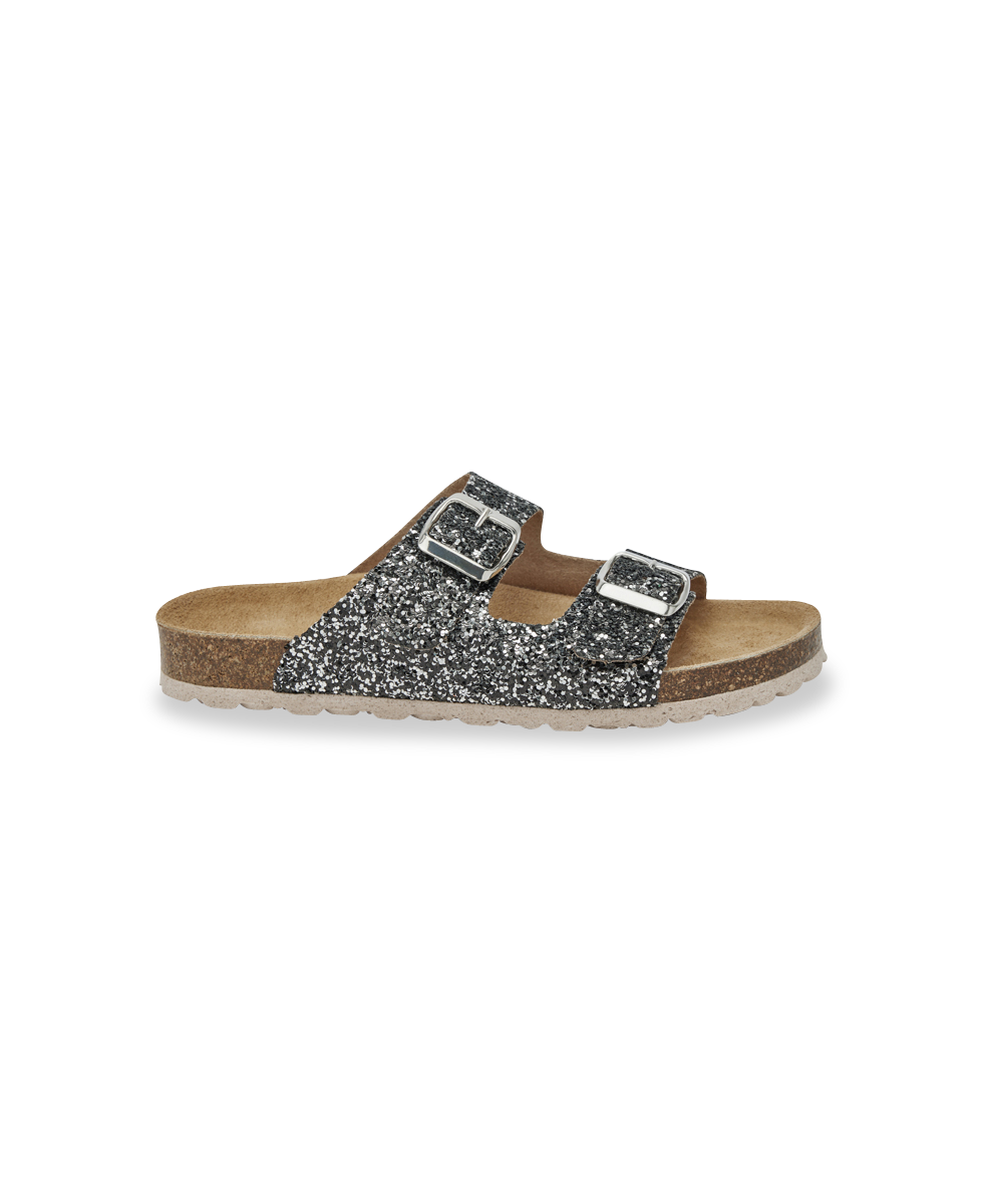 Zayette Mules - Black Silver Glitter
