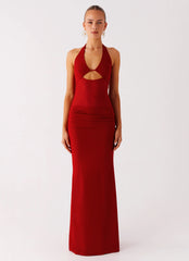 Billen Halter Maxi Dress Red