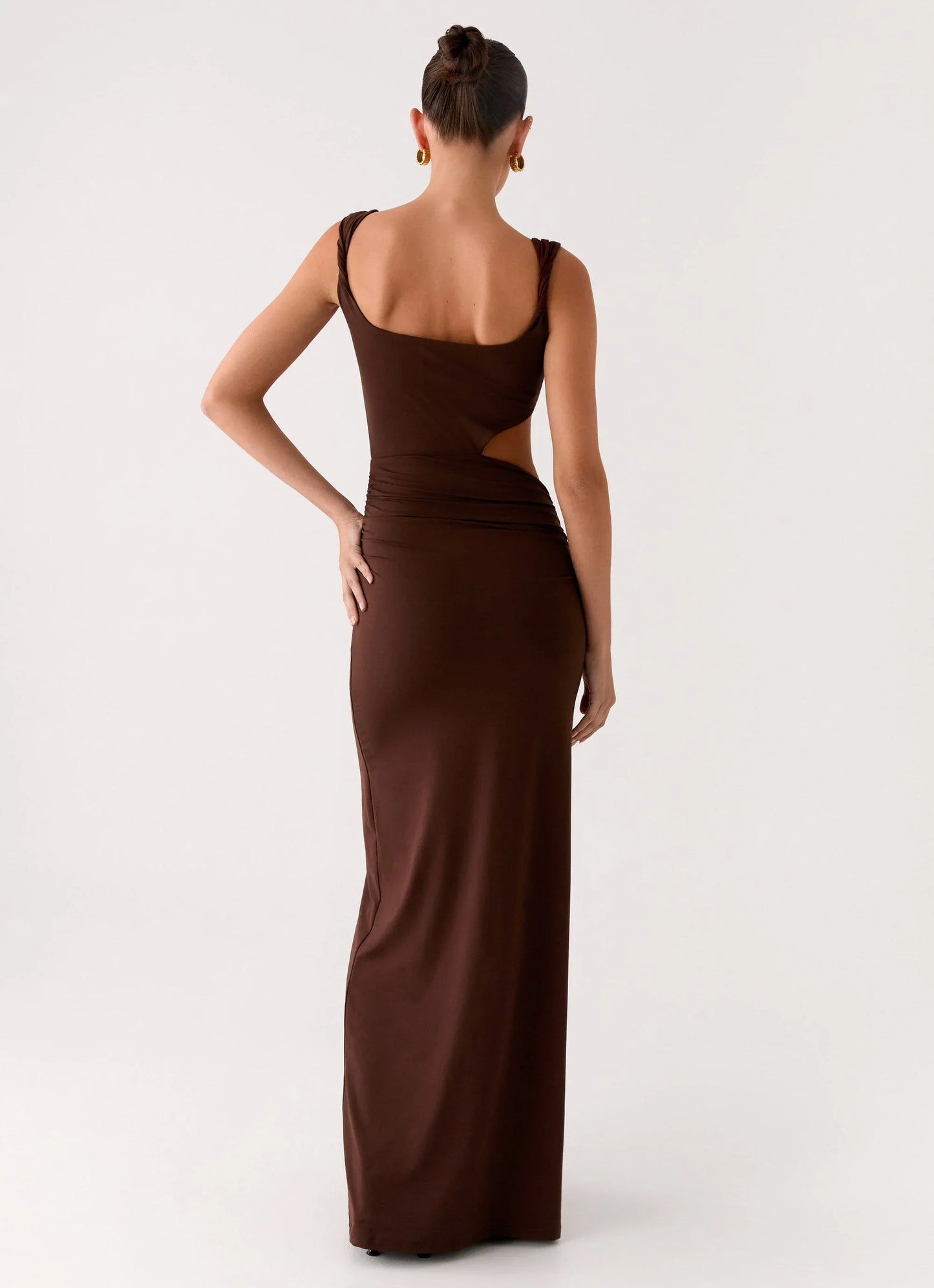 Balvin Cut Out Maxi Dress Cool Chocolate
