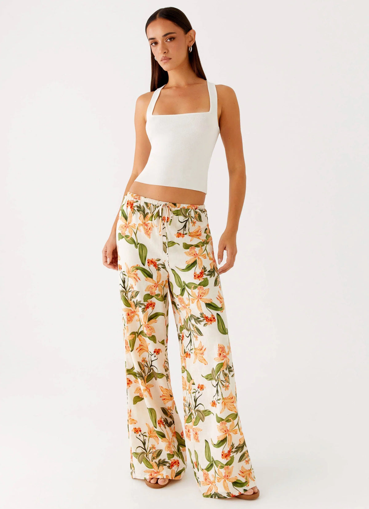 Dalida Linen Pants Floral Print