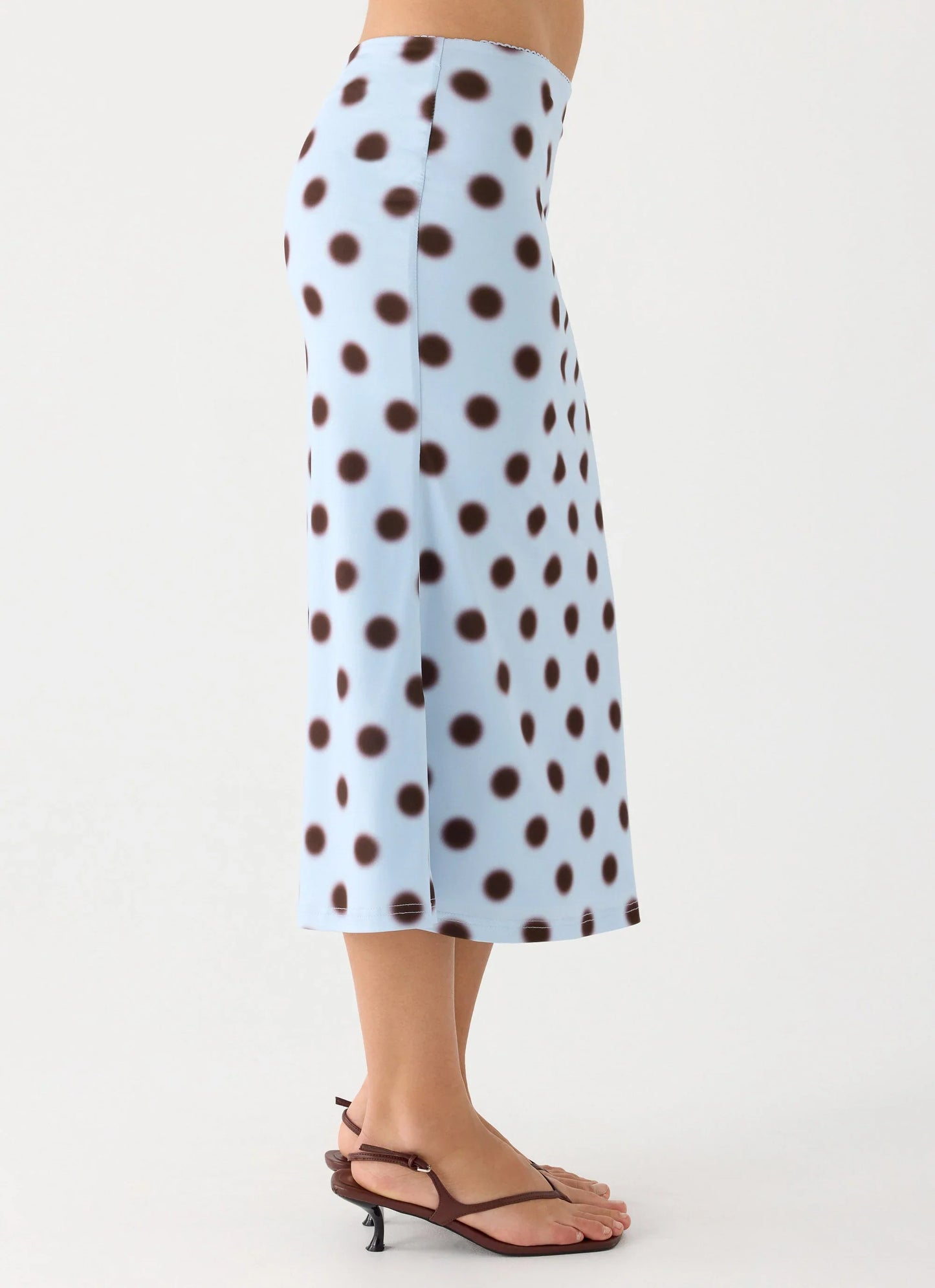 Bahama Low Rise Midi Skirt - Blue Mocha Dot