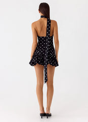 Belina Scarf Mini Dress Black Polkadot