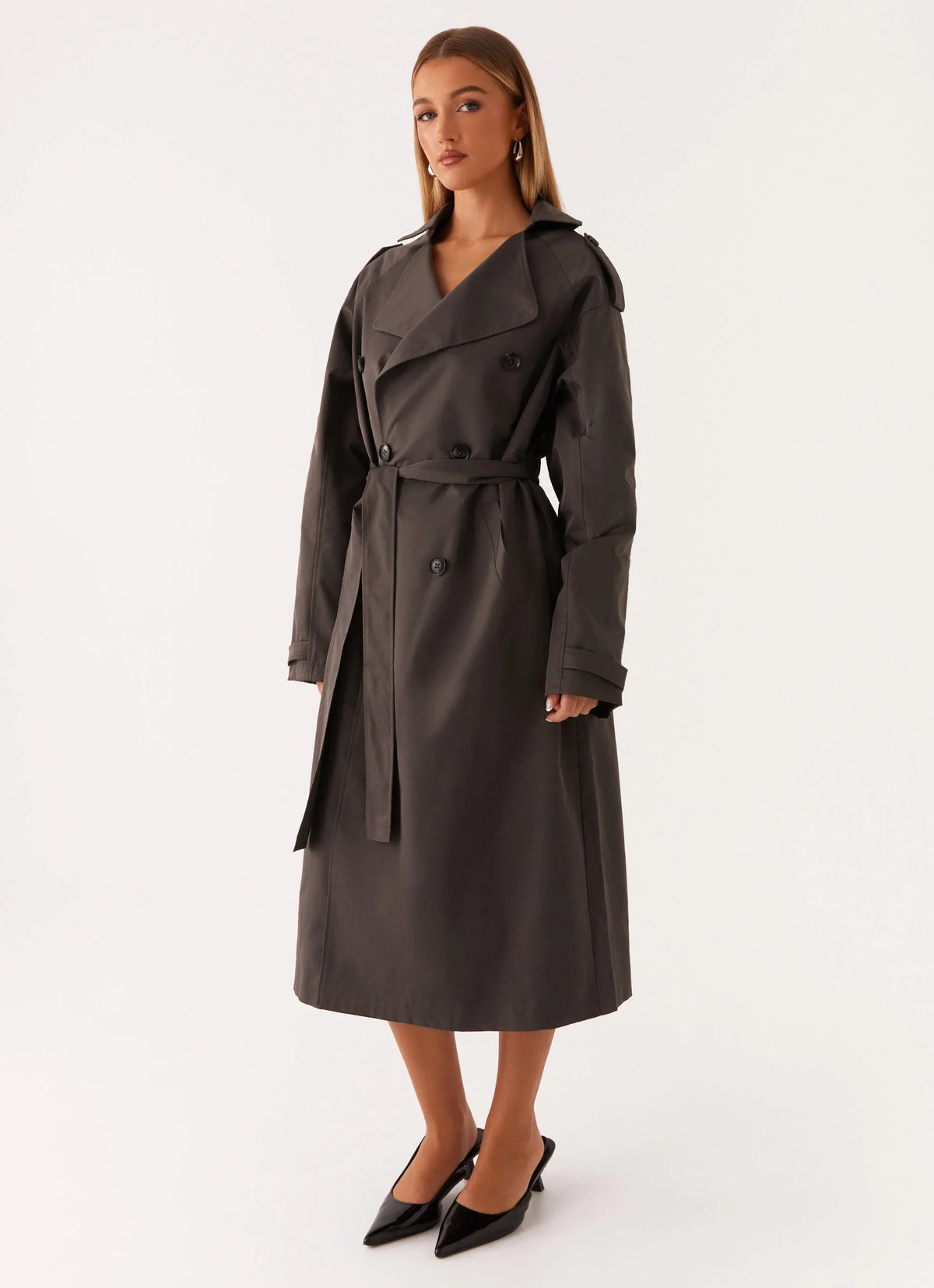 Brighton Oversized Trench Coat Grey