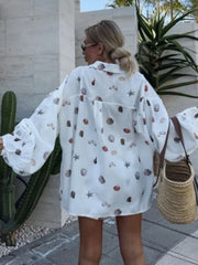 Hazel Blues® |  Shell Print Long Sleeve Shirt and Belt Shorts Set