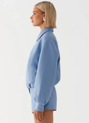 Aspen Oversized Bomber Jacket Blue