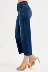 Hazel Blues® | RISEN Tummy Control High Rise Crop Wide Jeans