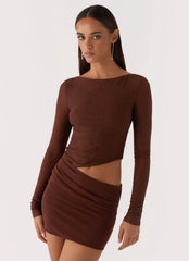 Catch The Night Sequin Mini Dress Chocolate