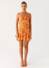 Ampolia Halter Mini Dress Orange