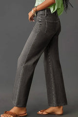 Hazel Blues® |  High-Waisted Wide-Leg Vintage Wash Jeans