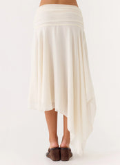 Abeda Asymmetrical Midi Skirt - Ivory
