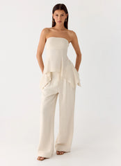 Delong Low Rise Linen Pants Oatmeal