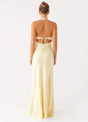 Ambre Mesh Panel Maxi Dress Yellow