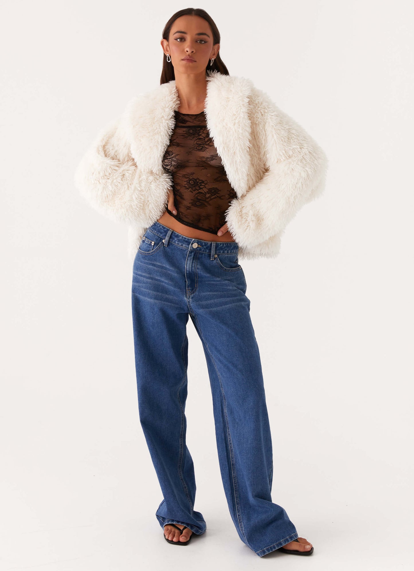 Denver Oversized Fur Jacket Ivory