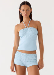 Bonita Button Top Pale Blue