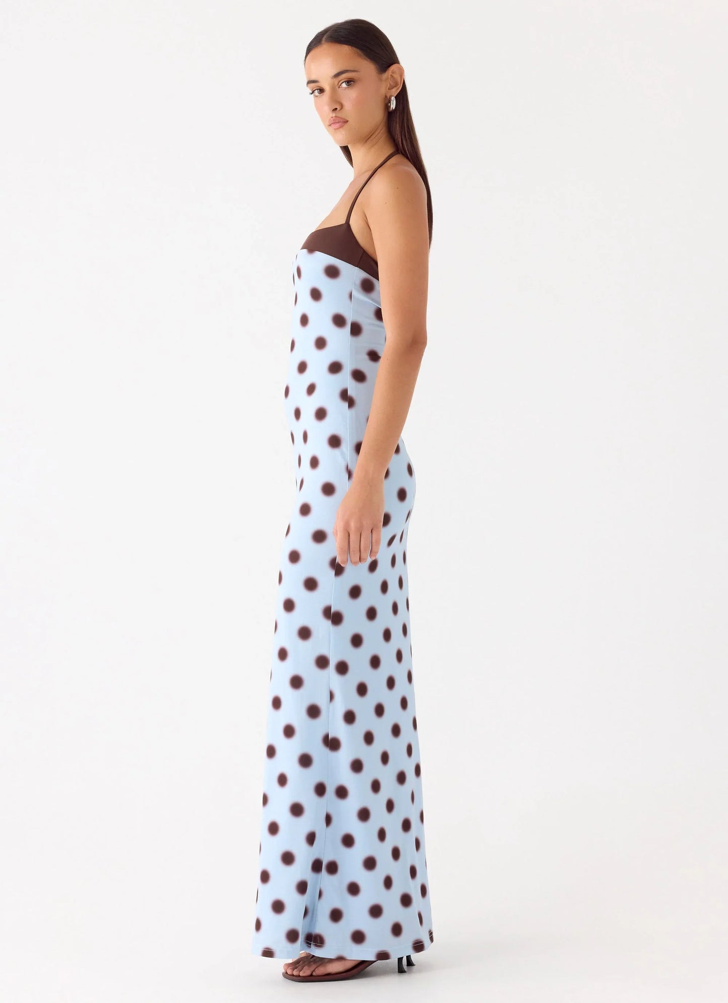 Alessandro Halter Maxi Dress Blue Mocha Dot