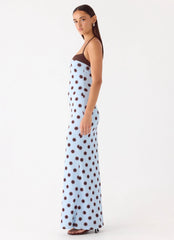 Alessandro Halter Maxi Dress Blue Mocha Dot