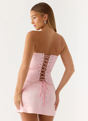 All My Ladies Strapless Corset Top Petal Pink