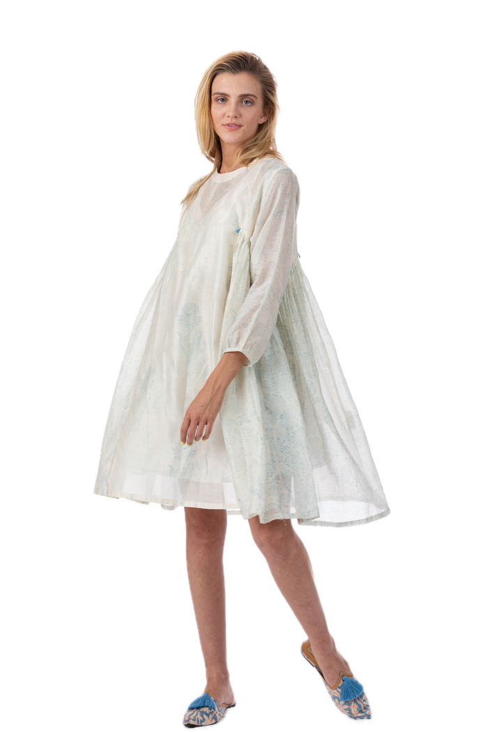 Alice Blue Silk Cotton Summer Dress