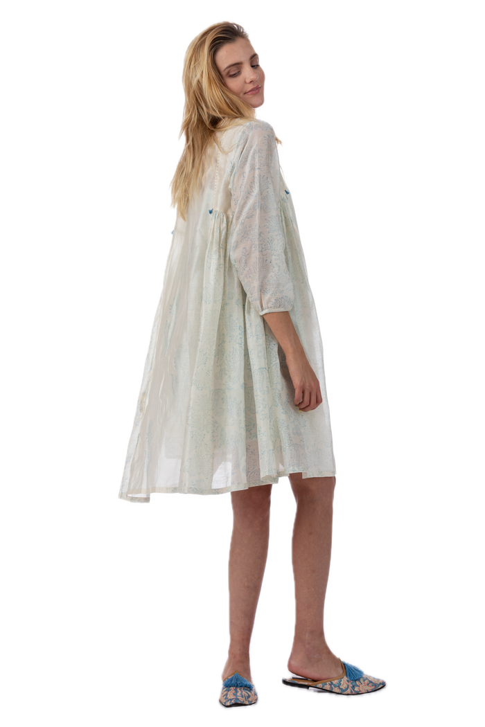 Alice Blue Silk Cotton Summer Dress