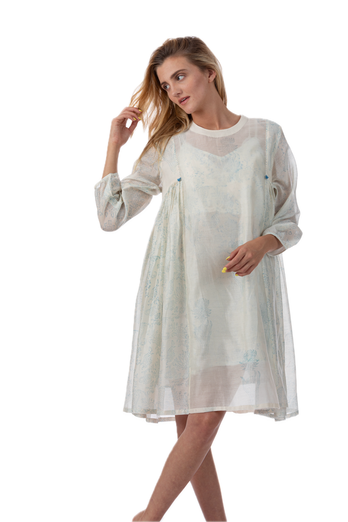 Alice Blue Silk Cotton Summer Dress