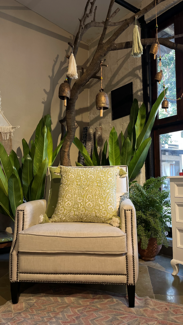 Amrita Paisley Green Decorative Pillow Cover