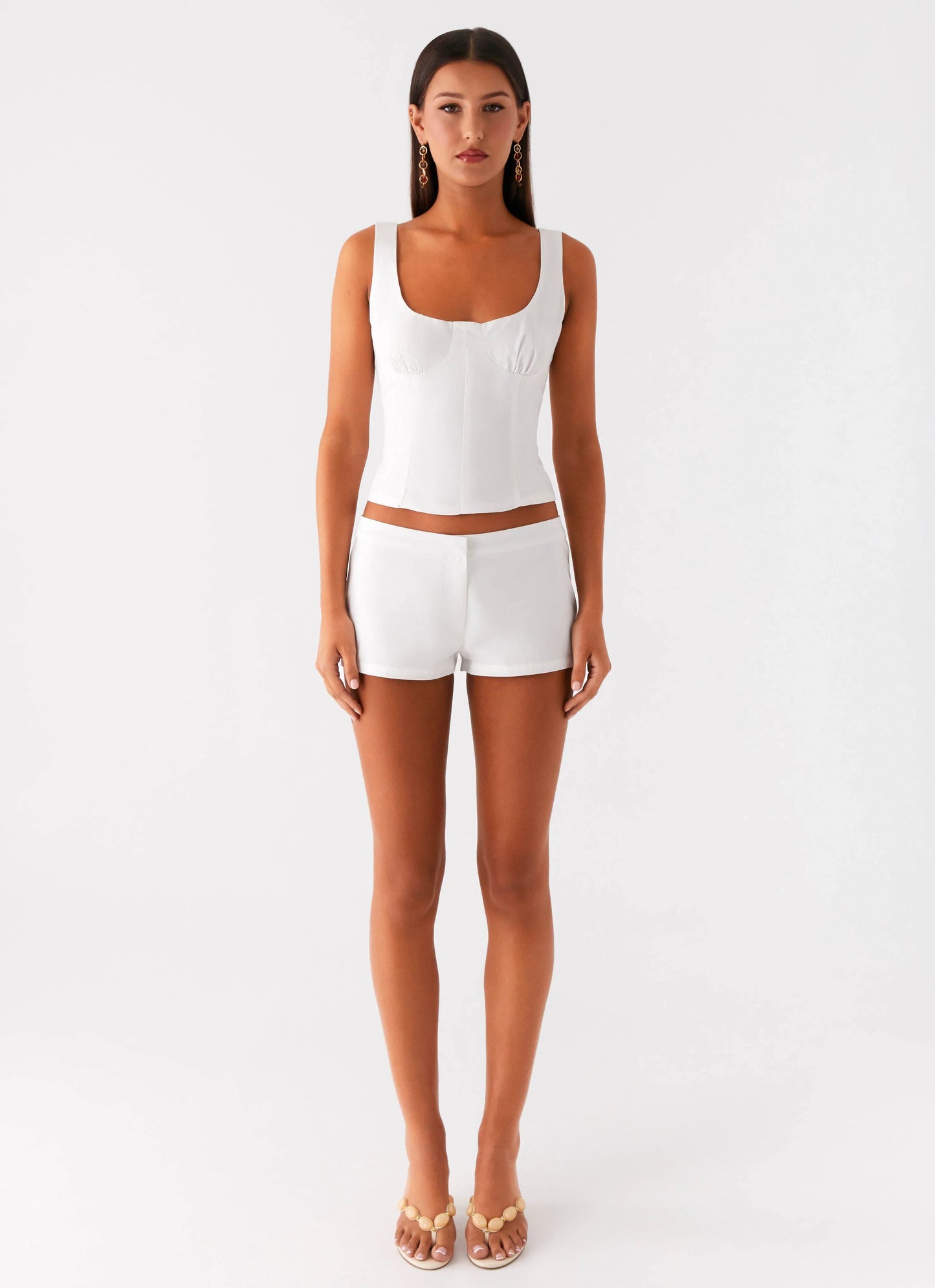Coastline Cotton Micro Mini Shorts White