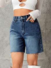 Hazel Blues® |  Frayed Hem Denim Shorts
