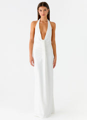 Cheyenne Halter Neck Maxi Dress Ivory