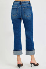 Hazel Blues® | RISEN High Rise Ankle Straight Cuffed Jeans