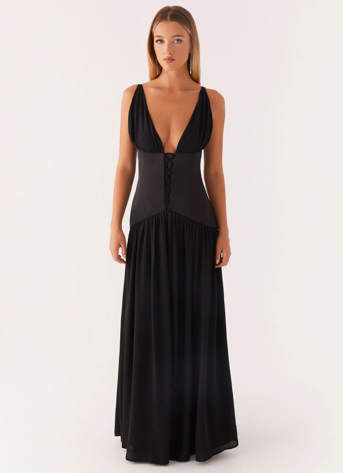 Dafina Satin Maxi Dress Black