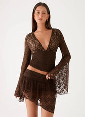 Avelora Lace Top Chocolate