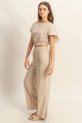 Hazel Blues® |  HYFVE Round Neck Short Sleeve Top and Pants Set