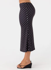 Bahama Low Rise Midi Skirt Black Polkadot