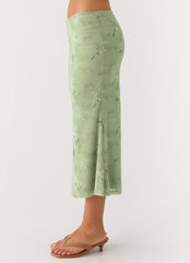 Bahama Low Rise Midi Skirt Blurred Lime