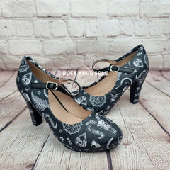 Baphomed Occult 4inch heels with staps