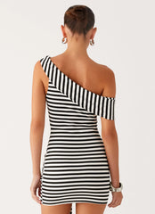 All Day Mini Dress Black White Stripe