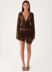 Avelora Lace Mini Skort Chocolate