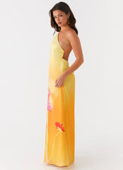 Chloe Maxi Dress Orange Floral